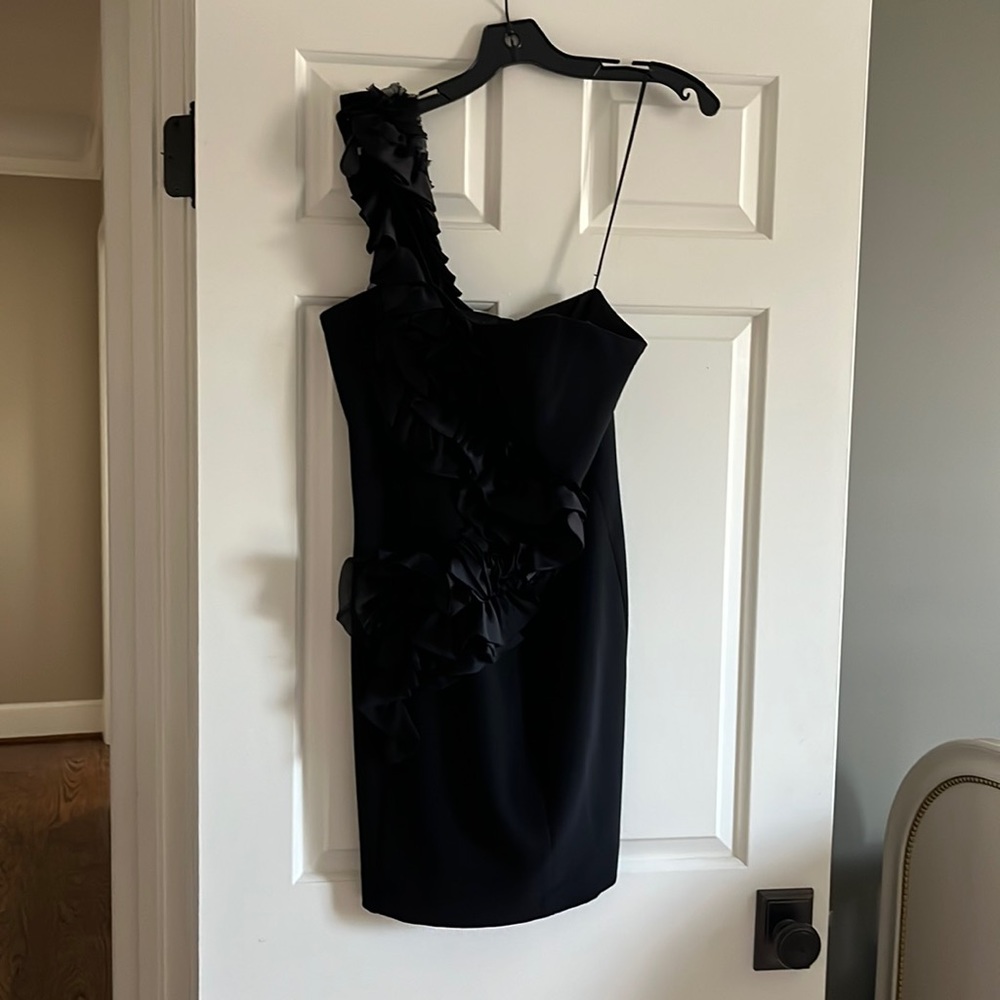 ABS one shoulder black dress